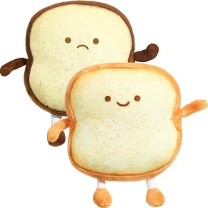 Cushion Stuffed Toy for Kids Adults Home Room Decor 2 Pieces Toast Bread Pillows Bread Shape Pillows 2 Styles Funny unique you ambition Food Pillow Facial Expression Stuffed Plush Toast Sofa Pillow Food 