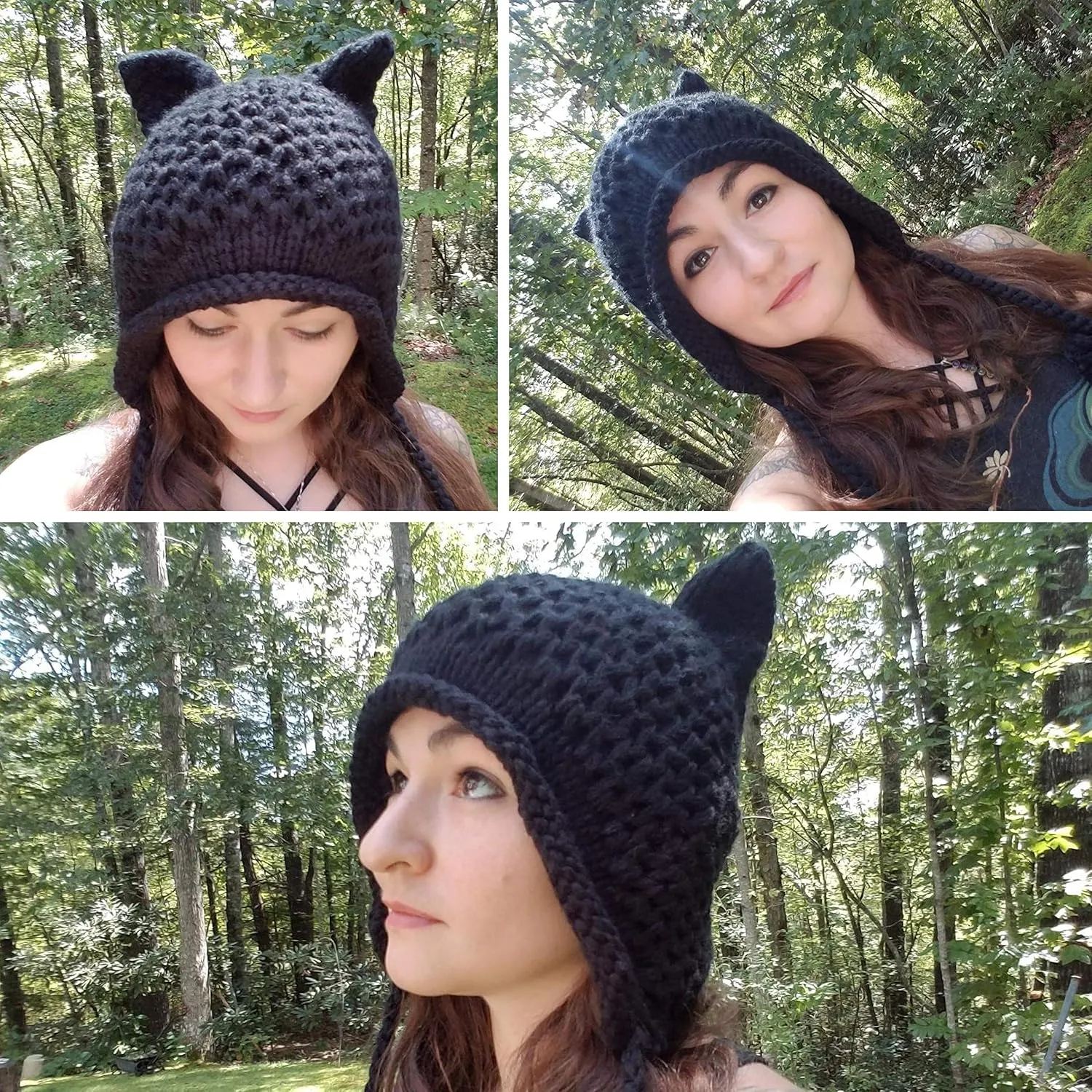 Cute Cat Ears Knit Hat Ear impractical Flap Crochet Beanie Hat Bellady Winter 
