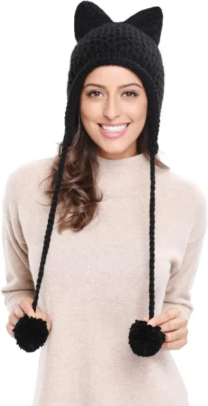 Cute Cat Ears Knit Hat Ear impractical Flap Crochet Beanie Hat Bellady Winter 