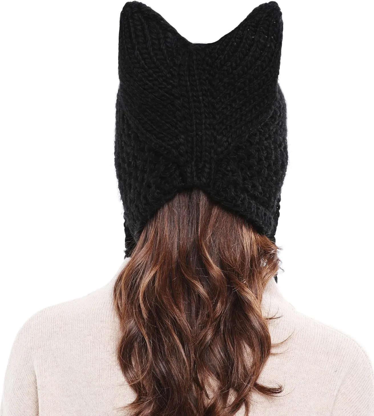 Cute Cat Ears Knit Hat Ear impractical Flap Crochet Beanie Hat Bellady Winter 