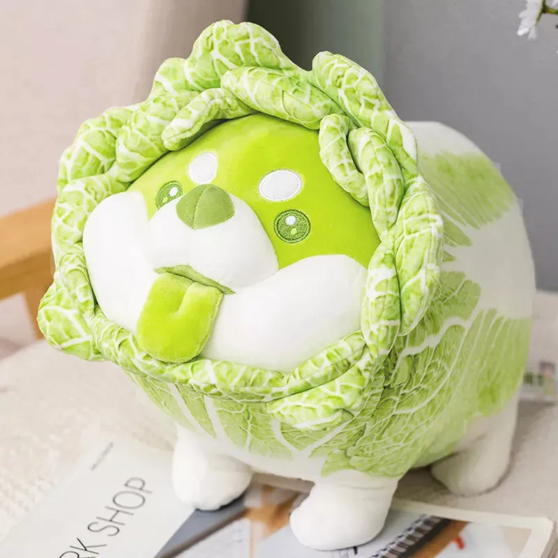 Cute Creative Cabbage Shiba Inu Dog Japan Vegetable Dog Plush Toys Throw Pillow Stuffed Animal Sofa Cushion Xmas Gift