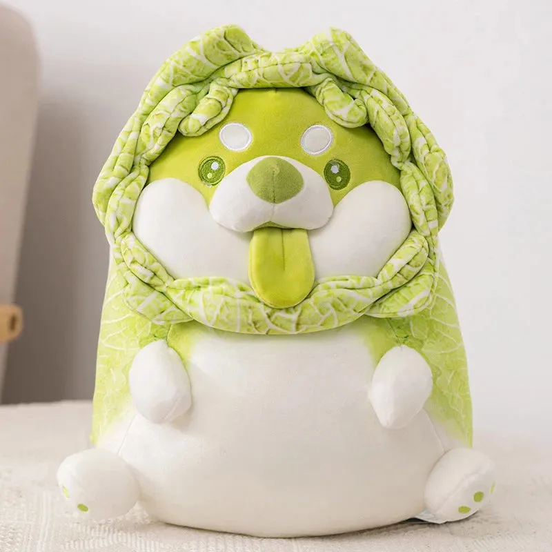 Cute Creative Cabbage Shiba Inu Dog Japan Vegetable Dog Plush Toys Throw Pillow Stuffed Animal Sofa Cushion Xmas Gift