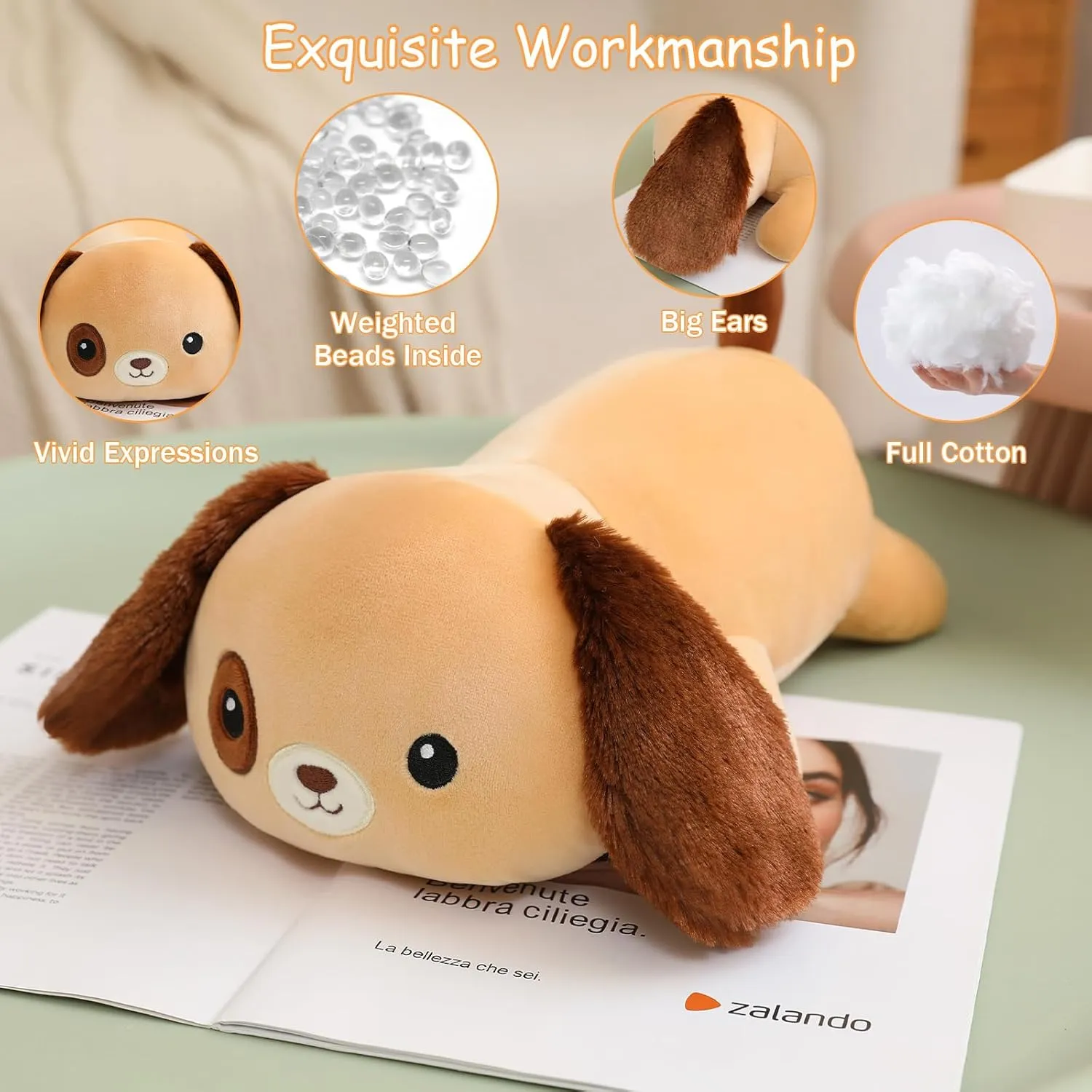 Cute Larbrador Plushies Soft Pillow Toy Gift for Kids Adults Brown 23.6 comply cardinal lengthen Inch, 3.1 Lbs SQEQE Weighted Dog Plush, Weighted Dog Stuffed Animal, 