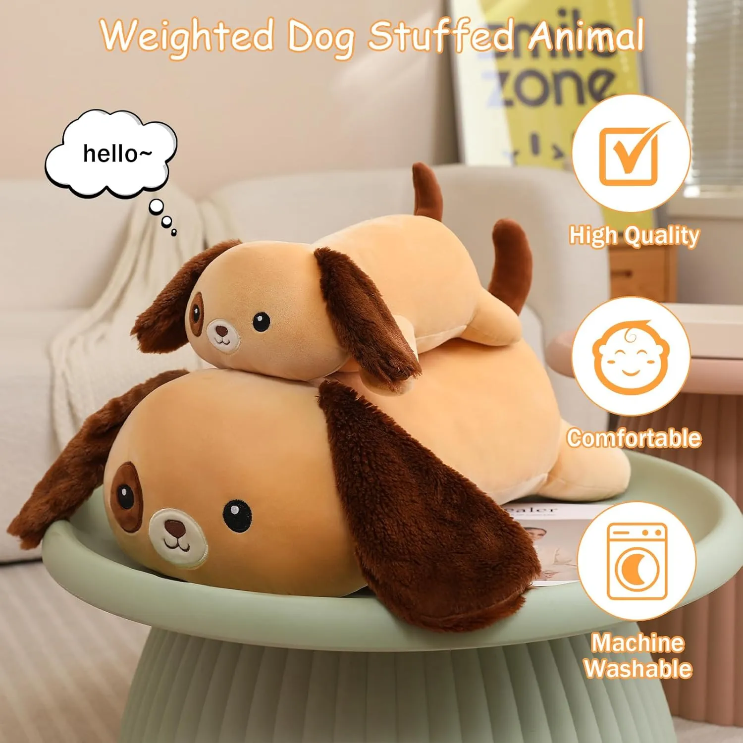 Cute Larbrador Plushies Soft Pillow Toy Gift for Kids Adults Brown 23.6 comply cardinal lengthen Inch, 3.1 Lbs SQEQE Weighted Dog Plush, Weighted Dog Stuffed Animal, 