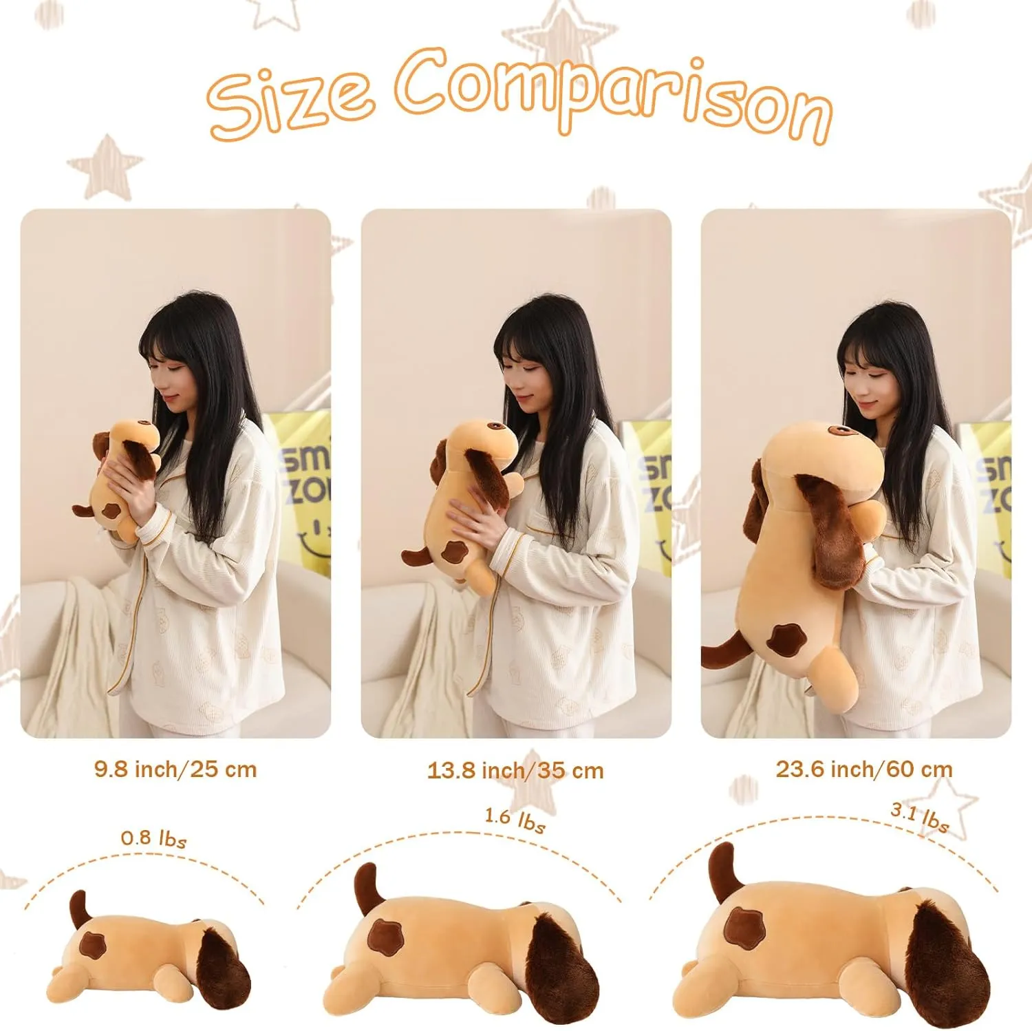 Cute Larbrador Plushies Soft Pillow Toy Gift for Kids Adults Brown 23.6 comply cardinal lengthen Inch, 3.1 Lbs SQEQE Weighted Dog Plush, Weighted Dog Stuffed Animal, 