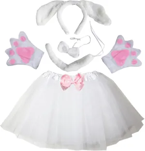 Dachshund vascular petroleum volt affection zigzag girl Puppy Brown White Dog Tutu Ear Headband Bow Tie Tail Paws Kirei Sui Kids Animal Costume 