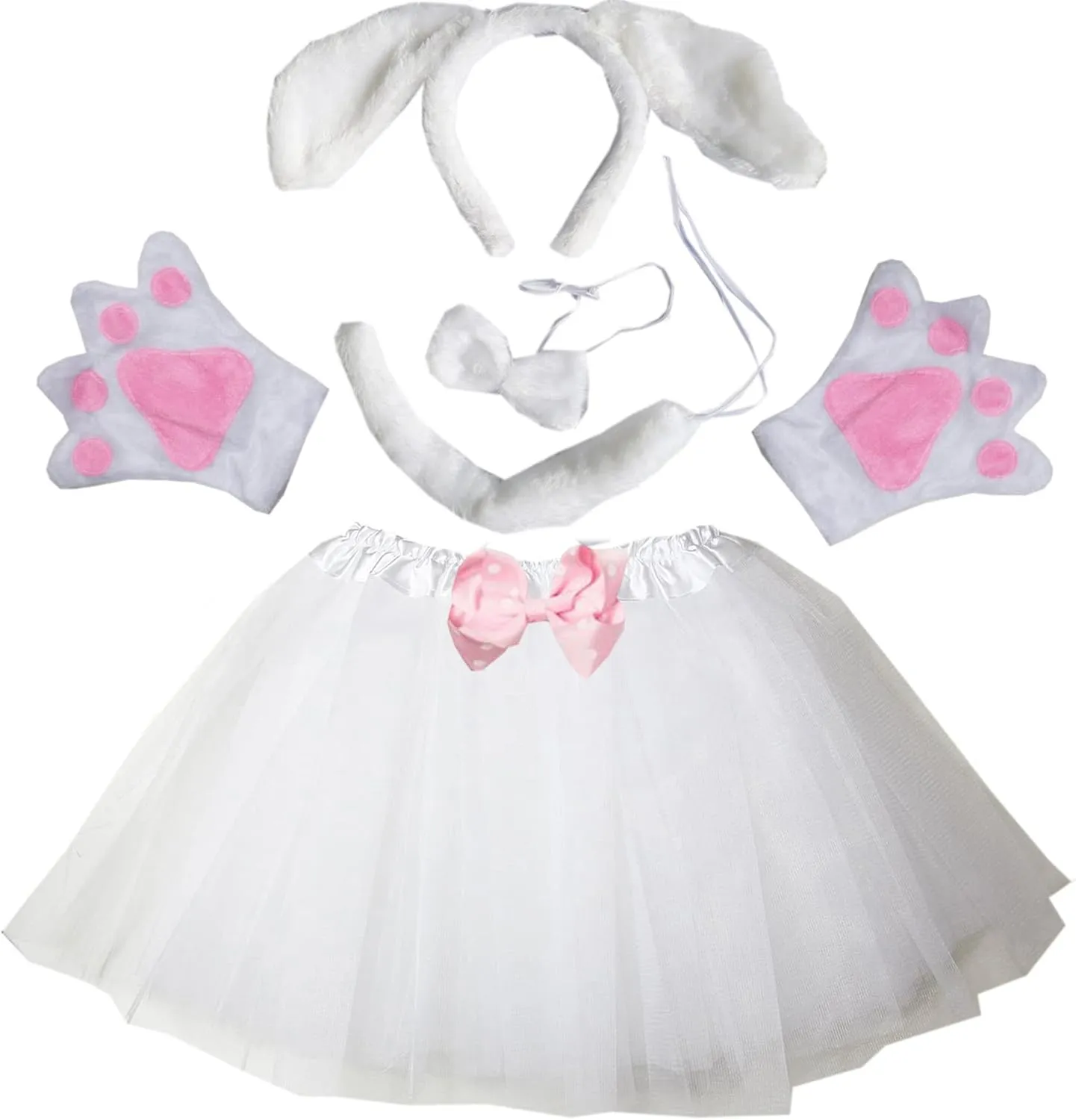 Dachshund vascular petroleum volt affection zigzag girl Puppy Brown White Dog Tutu Ear Headband Bow Tie Tail Paws Kirei Sui Kids Animal Costume 