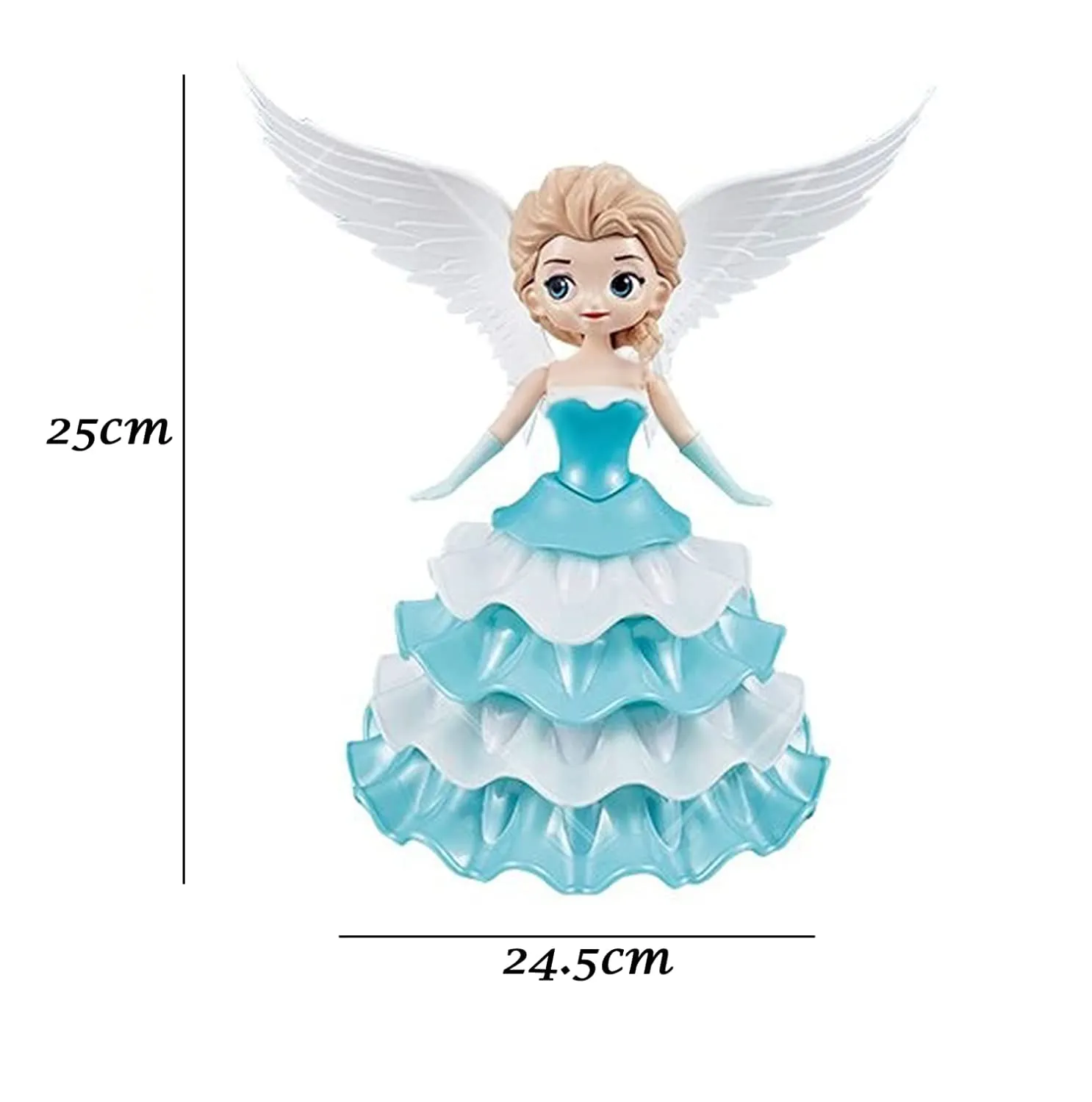 Dancing Angel Princess Toy Doll with Wings - Interactive Revolving Cute Doll with Colorful LED Lights and Music