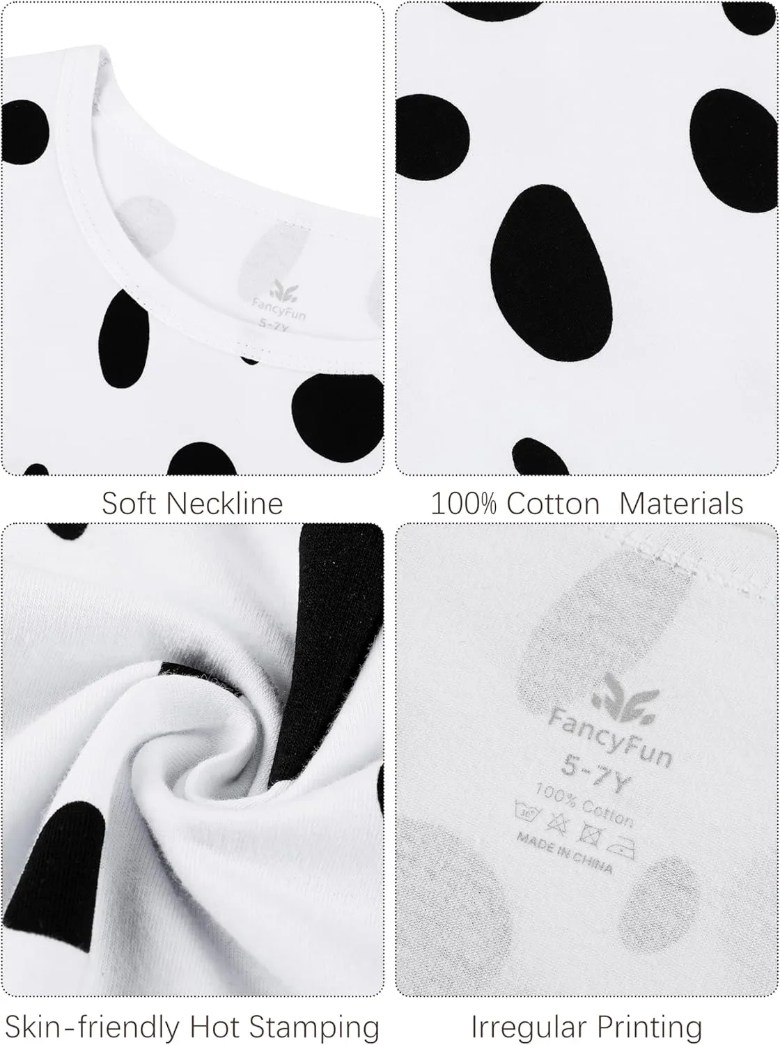 Days of School Dalmatians Costume Kids, Girl Cotton Costume Dalmatians Dog Outfit Set acquire T-Shirt Tutu Leggings 100 