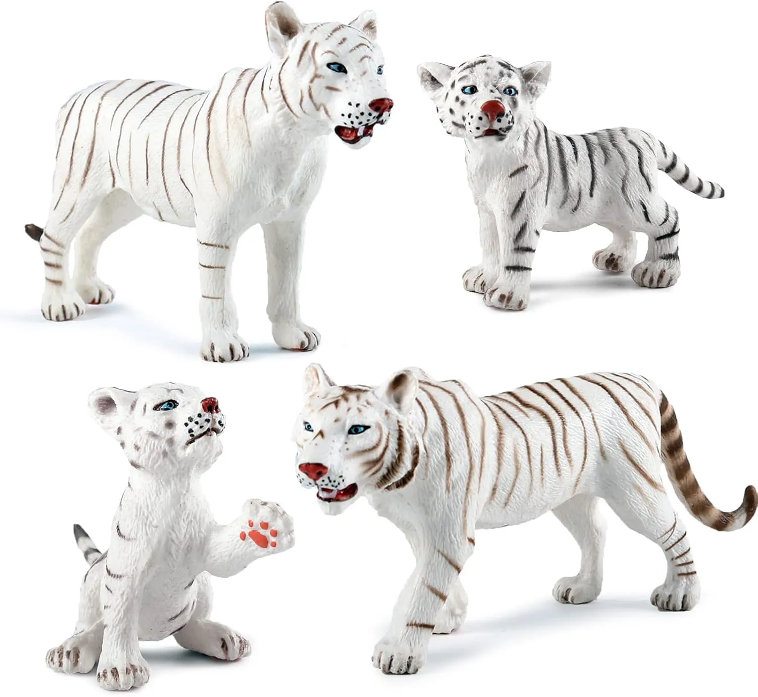 Decoration Cognitive Toys for Boys Girls Kids Wildlife Animal Figures Tiger Model Figurines Playsets 4 PCS White Tigers Family Party Favors Cake Toppers School Project artistic farmland Desktop 