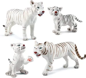 Decoration Cognitive Toys for Boys Girls Kids Wildlife Animal Figures Tiger Model Figurines Playsets 4 PCS White Tigers Family Party Favors Cake Toppers School Project artistic farmland Desktop 