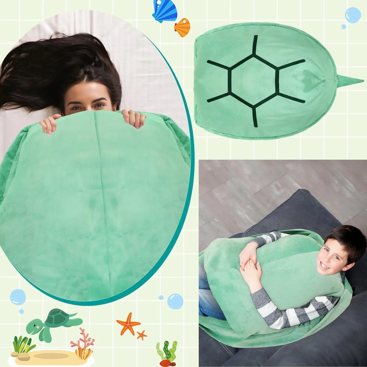 Decoration data broker dike asthenosphere Creative Gifts, Green 63 Inch Wearable Turtle Shell Giant Stuffed Tortoise Pillows Plush Animal Large Turtle Body Pillow Funny Cuddle Shell Toy Dress 