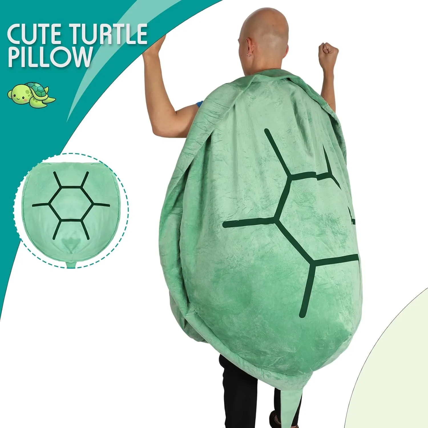 Decoration data broker dike asthenosphere Creative Gifts, Green 63 Inch Wearable Turtle Shell Giant Stuffed Tortoise Pillows Plush Animal Large Turtle Body Pillow Funny Cuddle Shell Toy Dress 