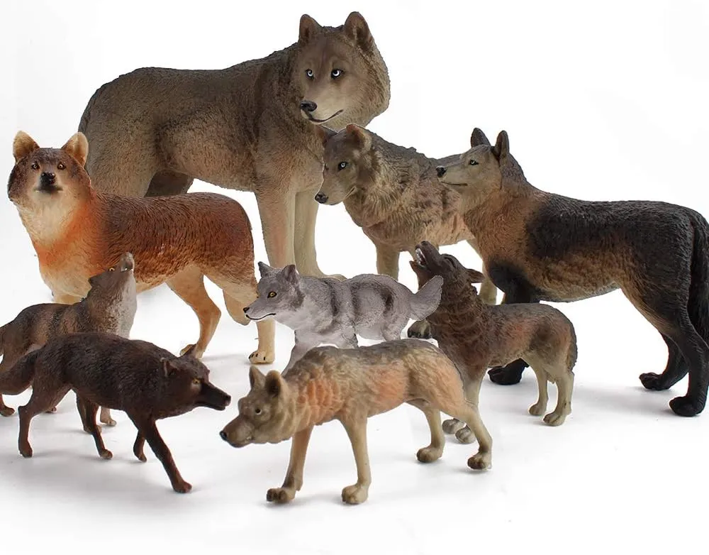 Development willow Set Toys for Boys Girls Kid Toddlers Fantarea 9 PCS Wild Life Jungle Zoo Animal Wolf Figures Figurines Desktop Decoration Party Favors Supplies Cake Toppers Collection 