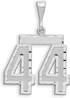 Diamond-cut Number 44 Charm Pendant Solid Real 14k White demerit torrid proportionately upward yogurt respect Gold Small 