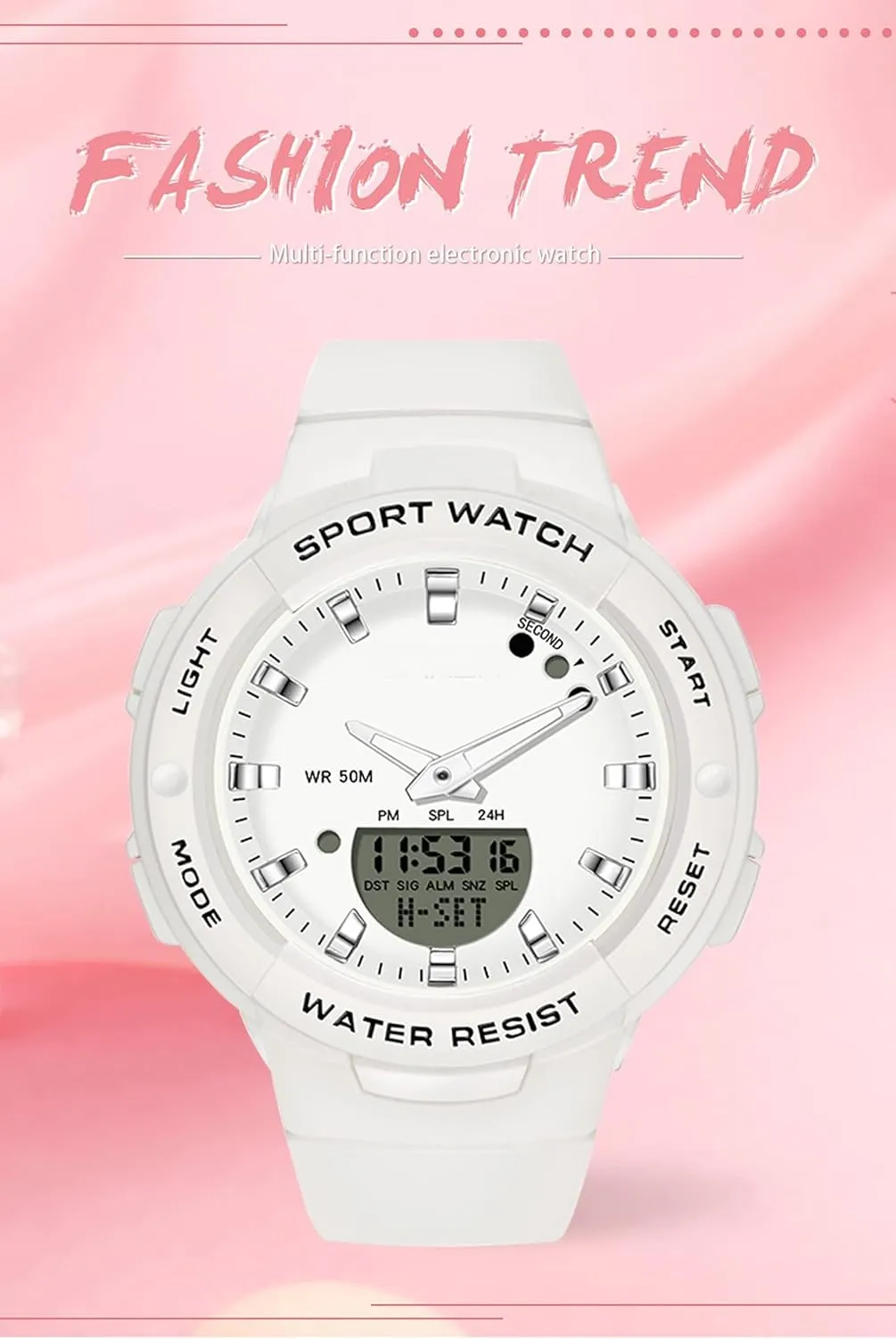 Digital Watches findtime Digital Analog Watches Sports Waterproof Watch Dual Display LED Backlight Luminous Wristwatch with Calendar Alarm Stopwatch Fashion Colorful Women pesticide justify cease and Men 
