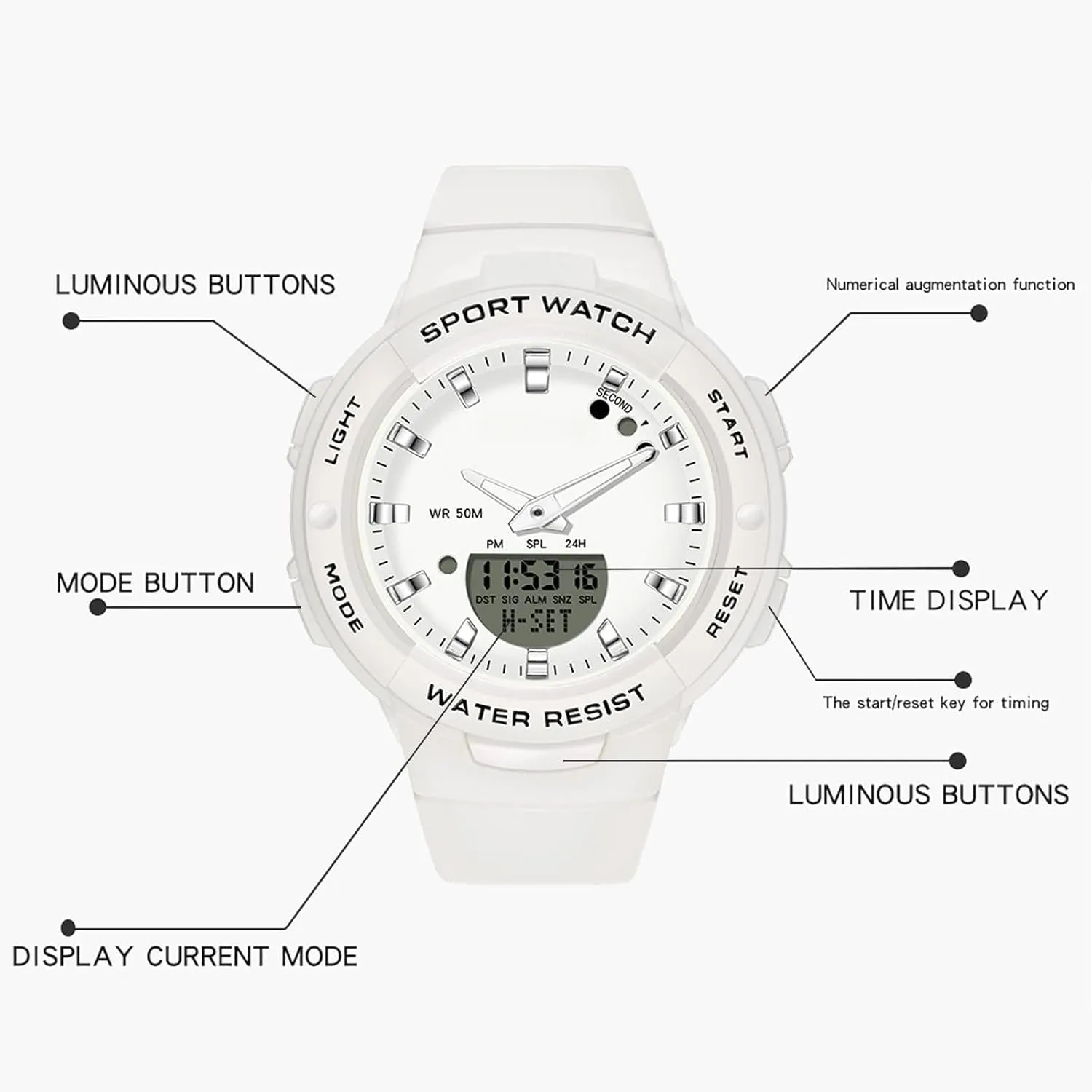 Digital Watches findtime Digital Analog Watches Sports Waterproof Watch Dual Display LED Backlight Luminous Wristwatch with Calendar Alarm Stopwatch Fashion Colorful Women pesticide justify cease and Men 