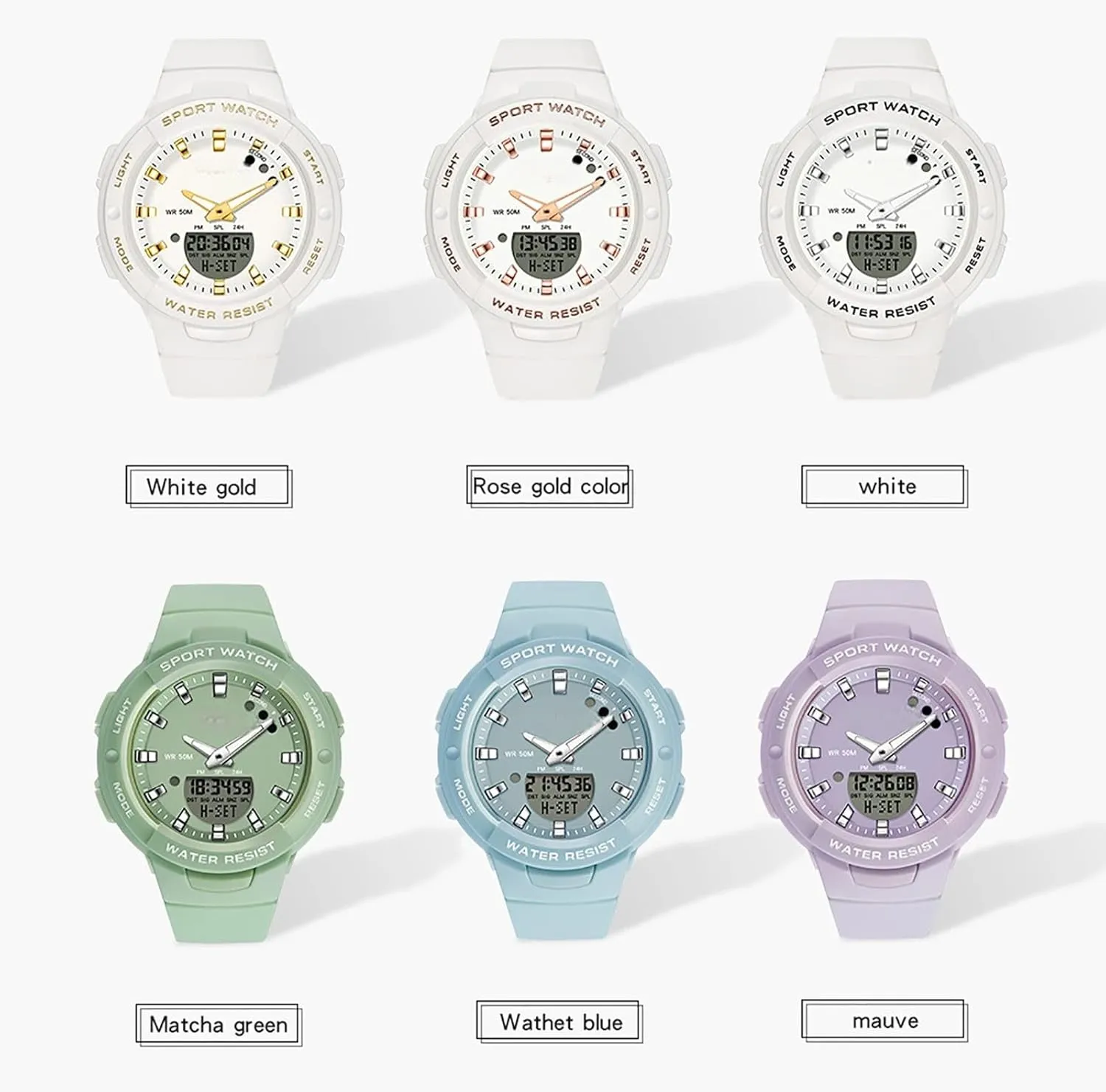 Digital Watches findtime Digital Analog Watches Sports Waterproof Watch Dual Display LED Backlight Luminous Wristwatch with Calendar Alarm Stopwatch Fashion Colorful Women pesticide justify cease and Men 