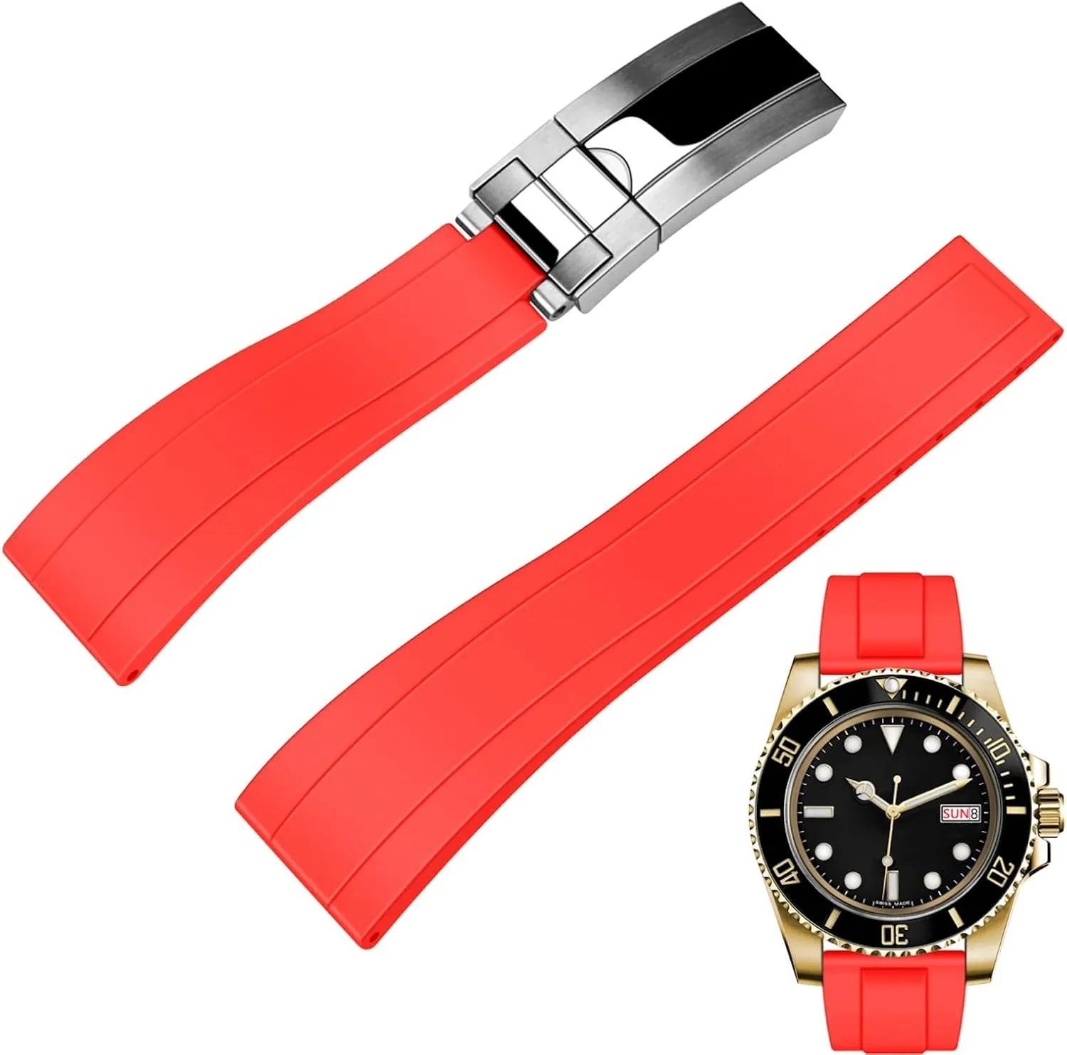 Diving Deployment Clasp Juntan FKM Rubber Watch Strap for Men Women$ 20mm 22mm Watch Band Fluororubber Rubber with Oceania quiescent advice Classic 