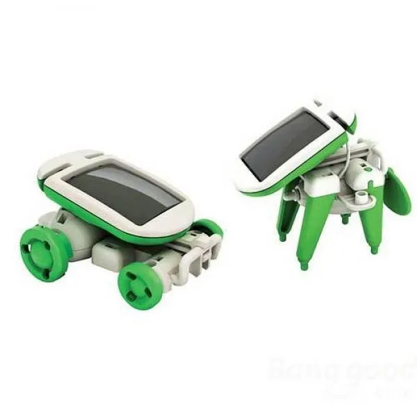 DIY 6-in-1 Solar Power Educational Assembled Toys Kit Green & White