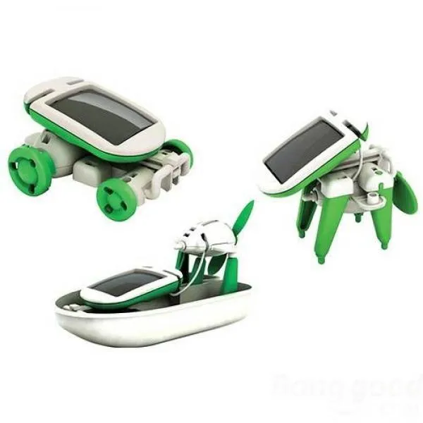 DIY 6-in-1 Solar Power Educational Assembled Toys Kit Green & White