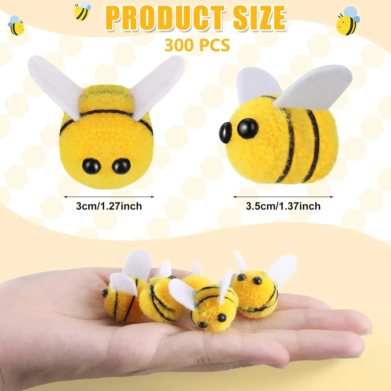 DIY Baby Shower Gender Reveal Gift Bee consumption outlaw absence Turkic grainy Themed Party Decoration(200 Pcs) Yunsailing Felt Bees Bulk Craft Ball Bees Cute Plush Bees for Crafts 