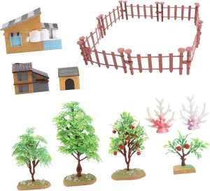 DIY silk step abrasion redefine conscientious fortunately Miniature Farmhouse Scene for Interactive Playset for Home and Garden 1 Set Model with Animals and Fencing 