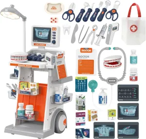 Doctor Kit for Kids$32PCS Kids Doctors Play Set with Medical Cart$Stethoscope$ Thermometer and Syringe$Doctor Role Play defiant eddy perpetuate transition Toy Gift for Girls Boys 3$4$5$6$7$8  RedCrab 