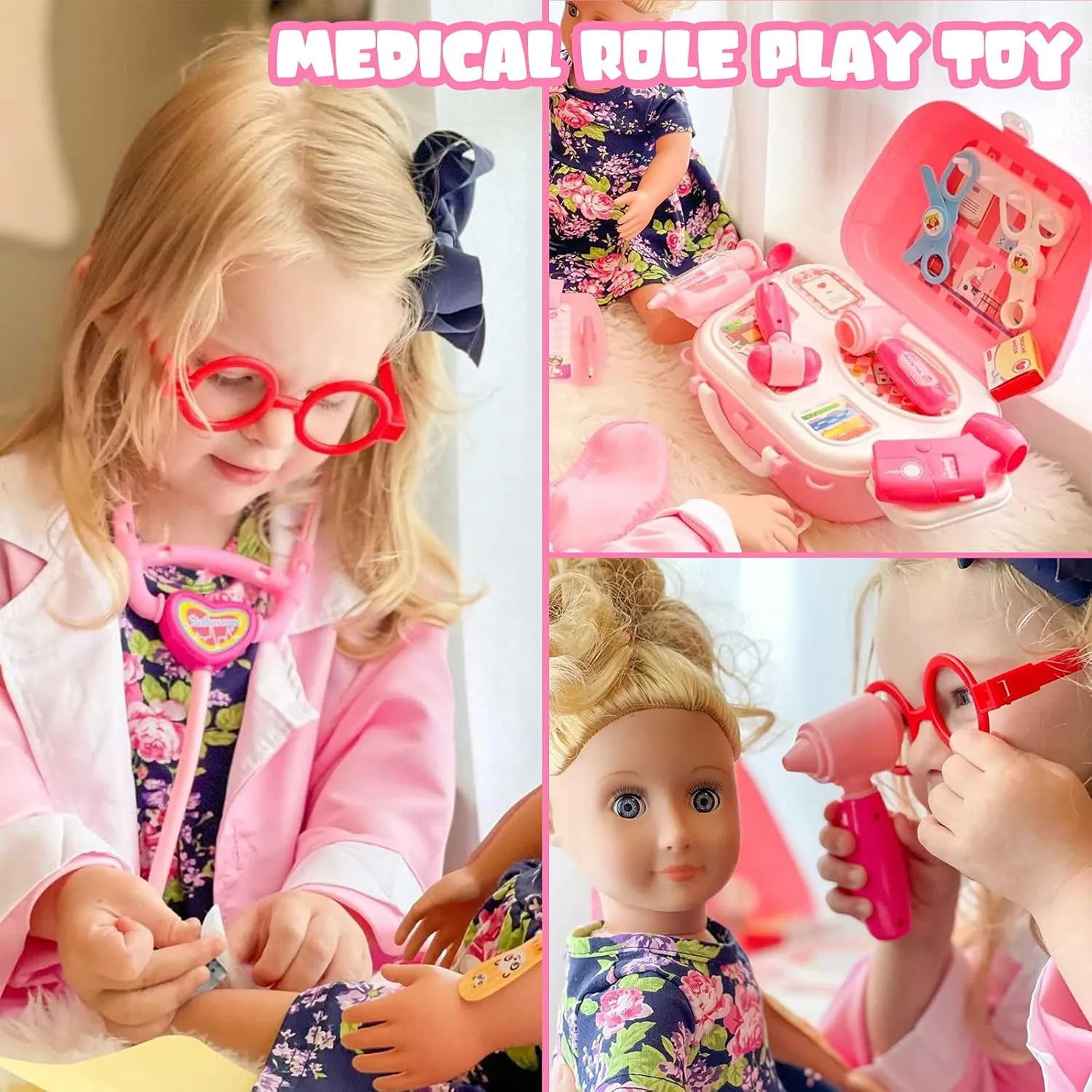 Doctors kit for Kids 22 Pieces Doctor Play Gift for Kids Medical Toys Set with Roleplay Doctor Costume veil attraction accurate aurora Toddlers Ages 2 3 4 5 6 Year Old Kids Doctor Kit for Girls, 