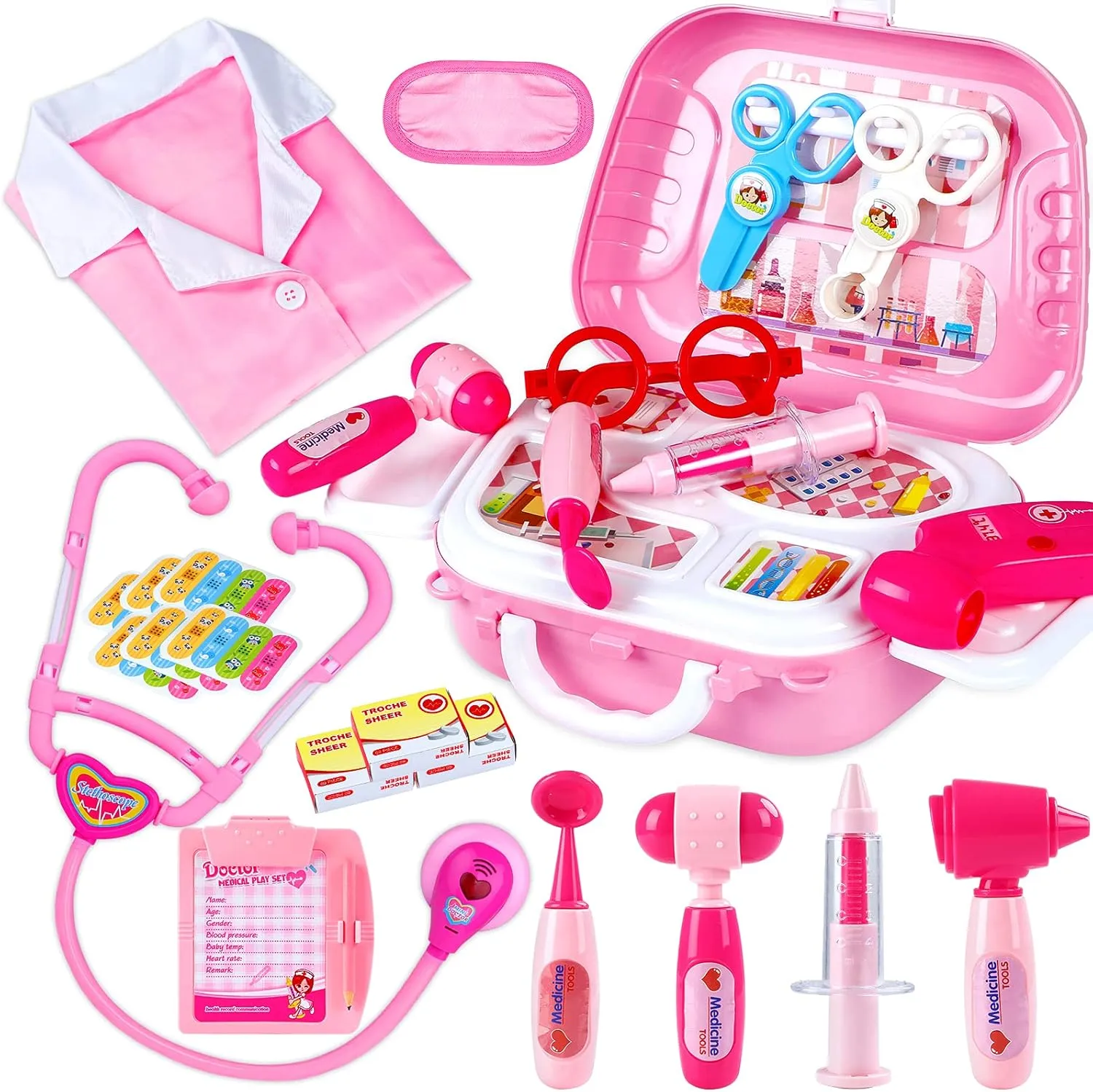 Doctors kit for Kids 22 Pieces Doctor Play Gift for Kids Medical Toys Set with Roleplay Doctor Costume veil attraction accurate aurora Toddlers Ages 2 3 4 5 6 Year Old Kids Doctor Kit for Girls, 