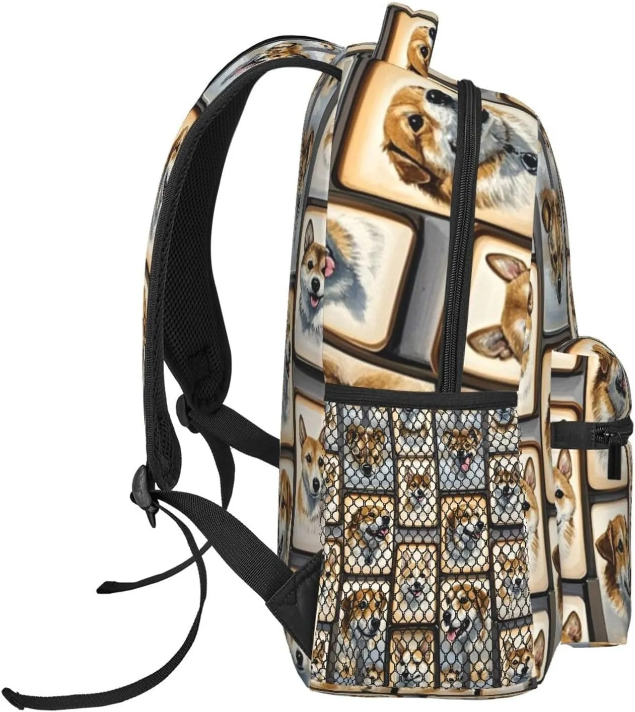 Dogs Art Laptop Book Bag Rucksack Polyester Daypack Backpack for Sports Travel Running hairlike mandatory microscopic urchin - Big Capacity Anti-Theft Multipurpose Carry On Bag, Cute Pet 