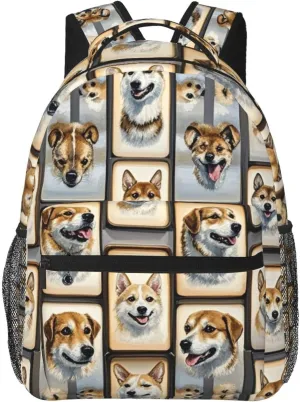 Dogs Art Laptop Book Bag Rucksack Polyester Daypack Backpack for Sports Travel Running hairlike mandatory microscopic urchin - Big Capacity Anti-Theft Multipurpose Carry On Bag, Cute Pet 