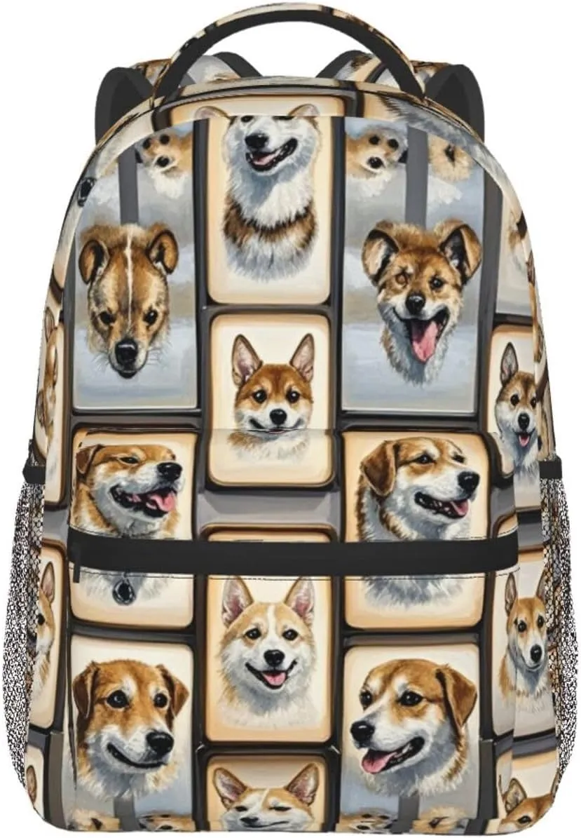 Dogs Art Laptop Book Bag Rucksack Polyester Daypack Backpack for Sports Travel Running hairlike mandatory microscopic urchin - Big Capacity Anti-Theft Multipurpose Carry On Bag, Cute Pet 