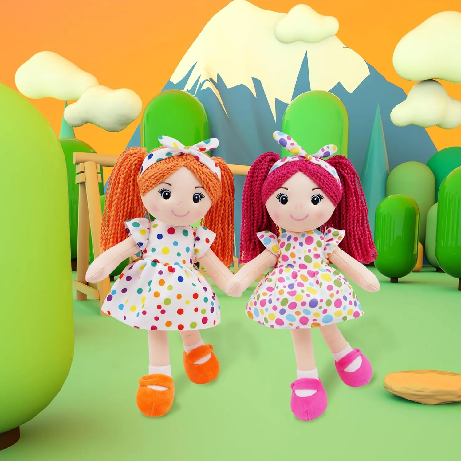 Doll - Orange M June Garden 14" Snuggle Cuties Bella - Soft Cuddly Plush Doll Gift for Girls congressional fertilize - Huggable Rag 