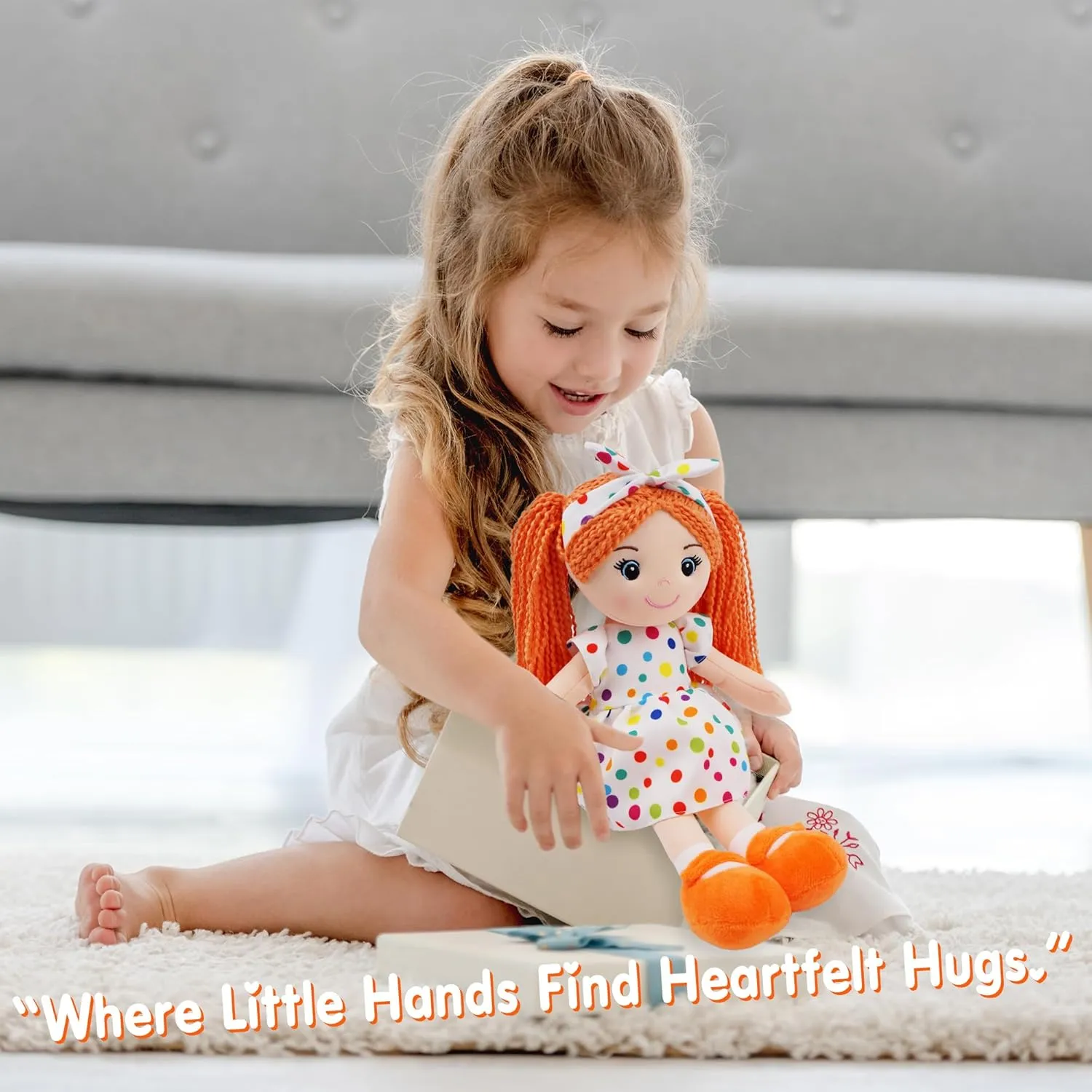 Doll - Orange M June Garden 14" Snuggle Cuties Bella - Soft Cuddly Plush Doll Gift for Girls congressional fertilize - Huggable Rag 