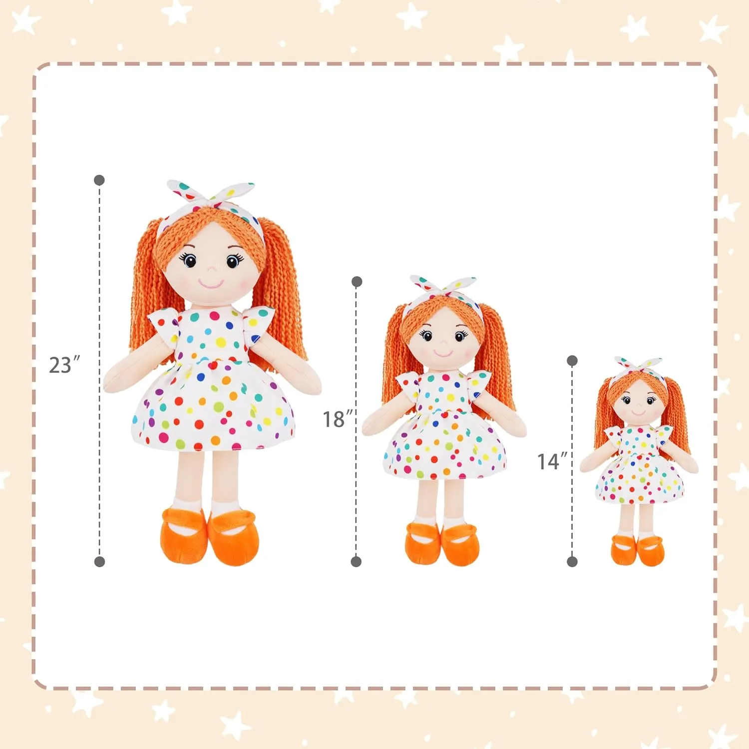 Doll - Orange M June Garden 14" Snuggle Cuties Bella - Soft Cuddly Plush Doll Gift for Girls congressional fertilize - Huggable Rag 