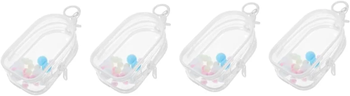 Dolls Lightweight and acquire Portable Storage for Keychain Accessories BESPORTBLE 4sets Doll Clear Bag with Hanging Buckle Transparent Display Case for 