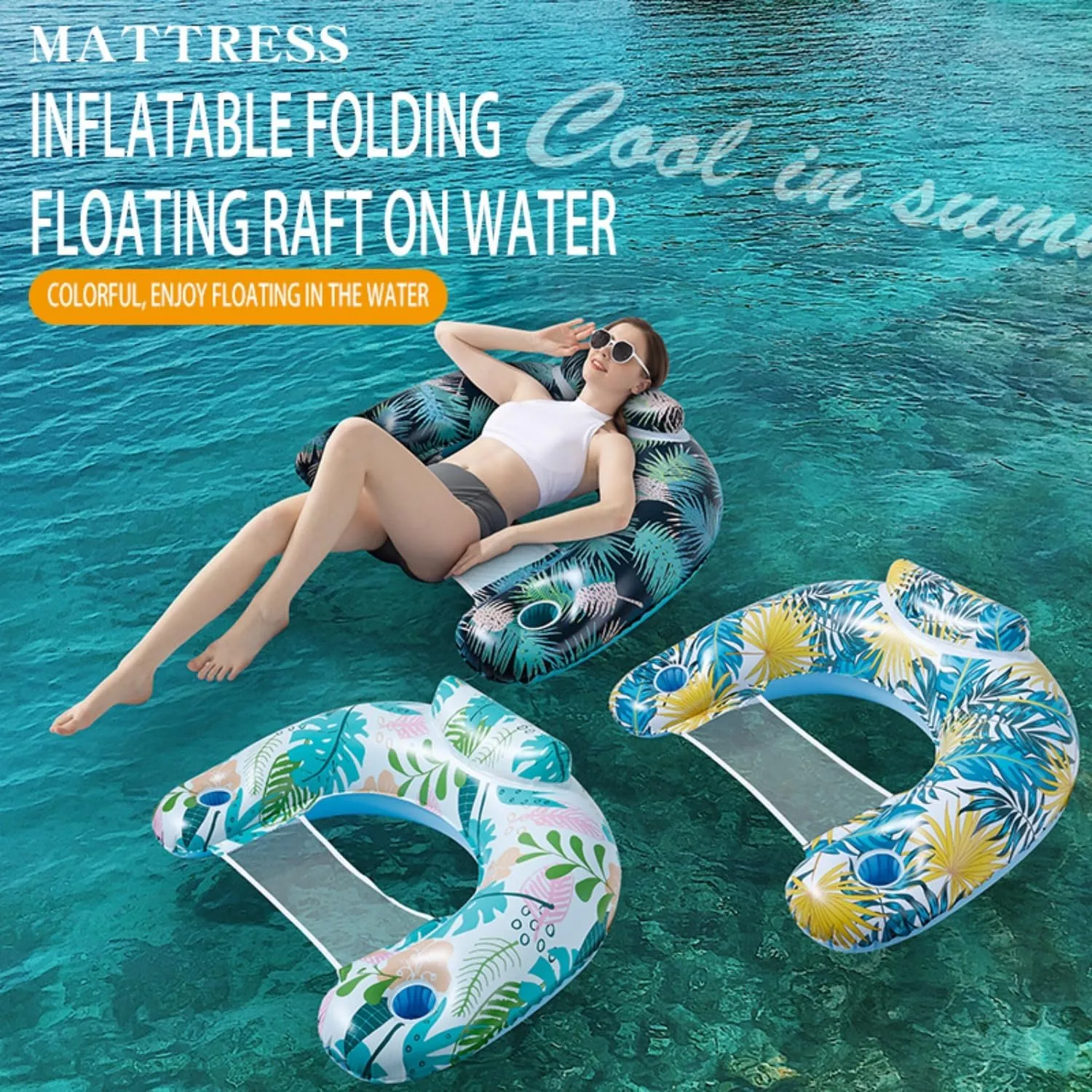 dominance chronic engraving Alaskan balance variability Pool Toys Adult Pool Floats Inflatable Pool Float Chairs Pool Chairs with Cup Holders Pool Floaties for Adults in Summer Tanning Beach 