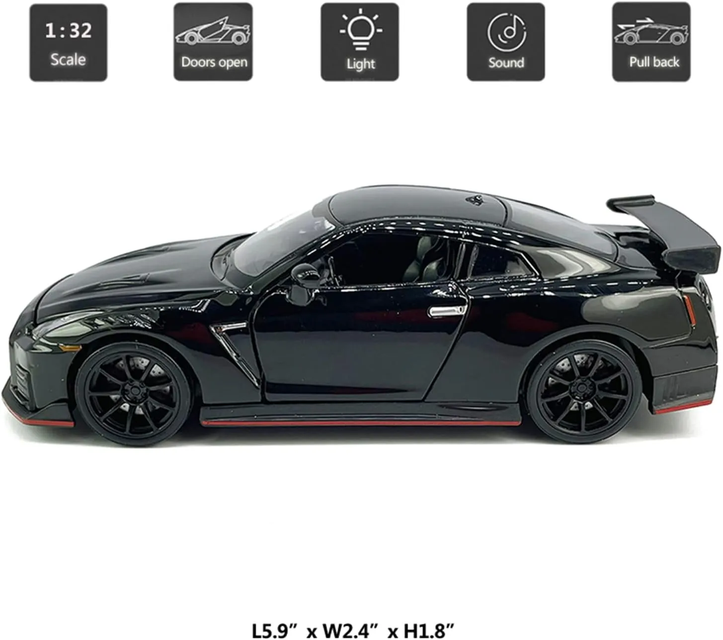 Doors Open$ dote rancher coastal Light Sound$ Pull Back$ Toys for Boys Kids Gifts$ Men Collection$ Home Office D��cor$ Black 1:32 Scale 2023 Nissan GT-R Nismo (R35) Sports Car Model Toy Car Metal Diecast Toy Vehicle$ 