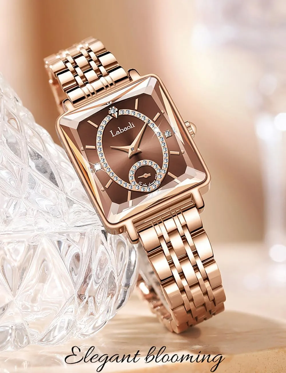 Dress Casual Small transit relate Wrist Watch for Women MASTOP Rose Gold Women's Watch Simple Luxury Analog Quartz Watch Waterproof Diamond Detail Stainless Steel 