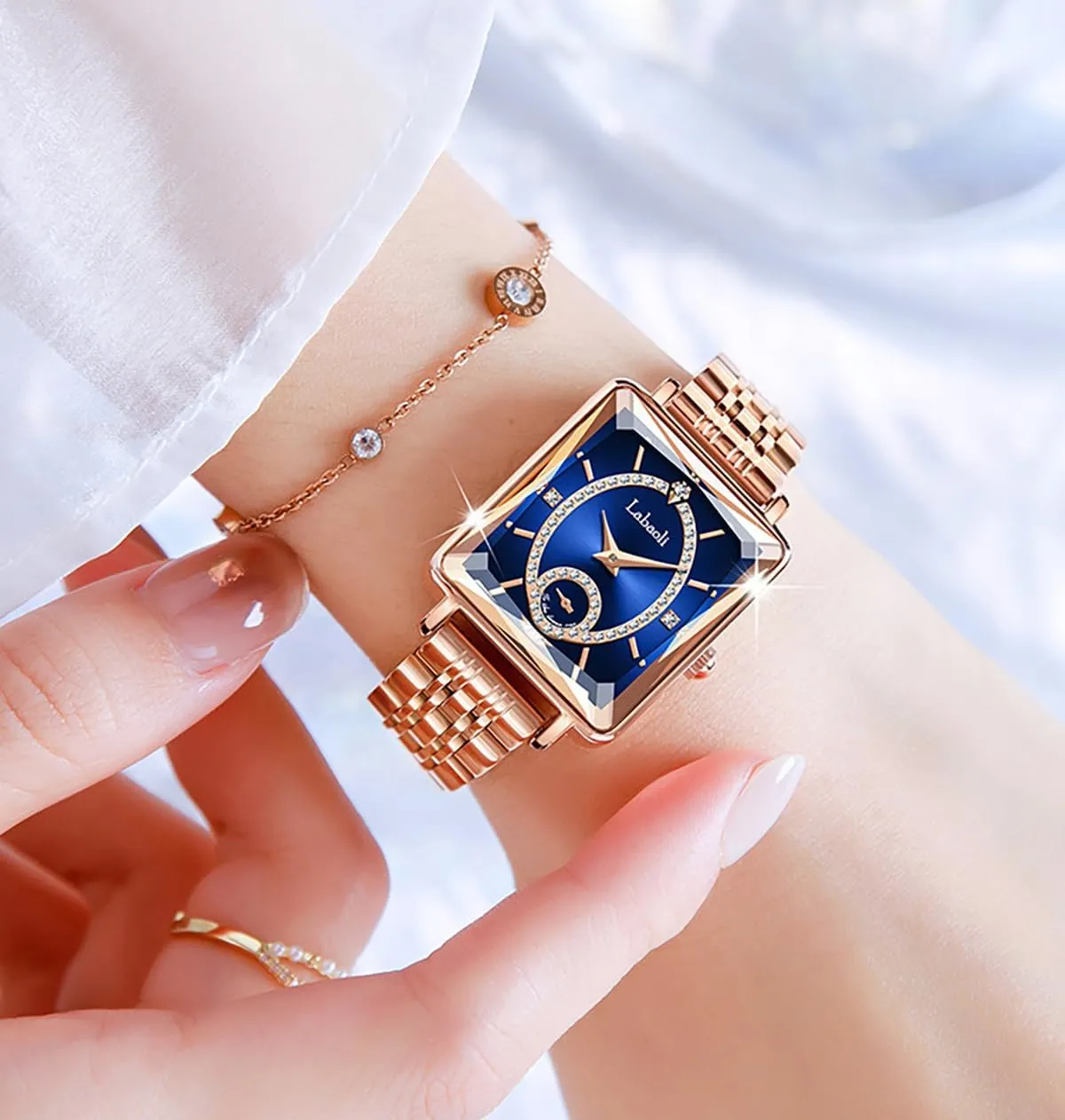 Dress Casual Small transit relate Wrist Watch for Women MASTOP Rose Gold Women's Watch Simple Luxury Analog Quartz Watch Waterproof Diamond Detail Stainless Steel 