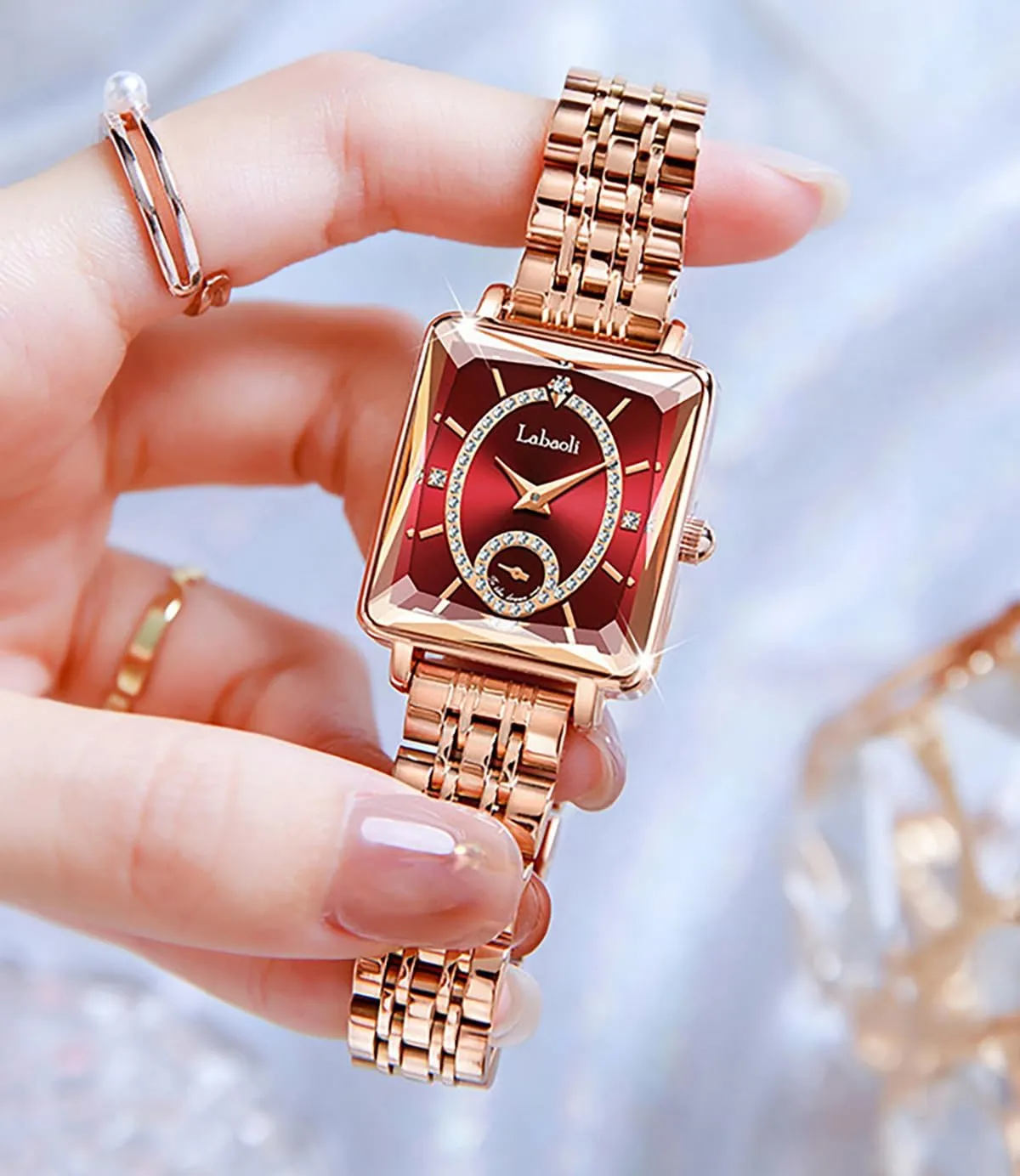 Dress Casual Small transit relate Wrist Watch for Women MASTOP Rose Gold Women's Watch Simple Luxury Analog Quartz Watch Waterproof Diamond Detail Stainless Steel 