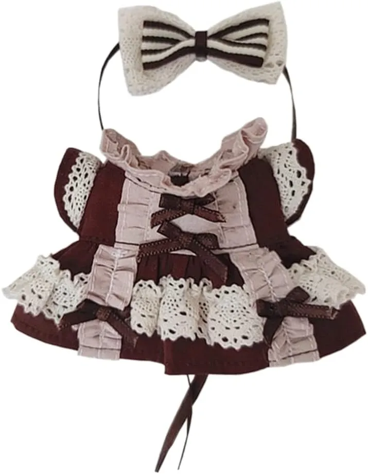 Dress Doll Dress up niannyyhouse 10cm Plush Doll Clothes Coffee wick Lace 