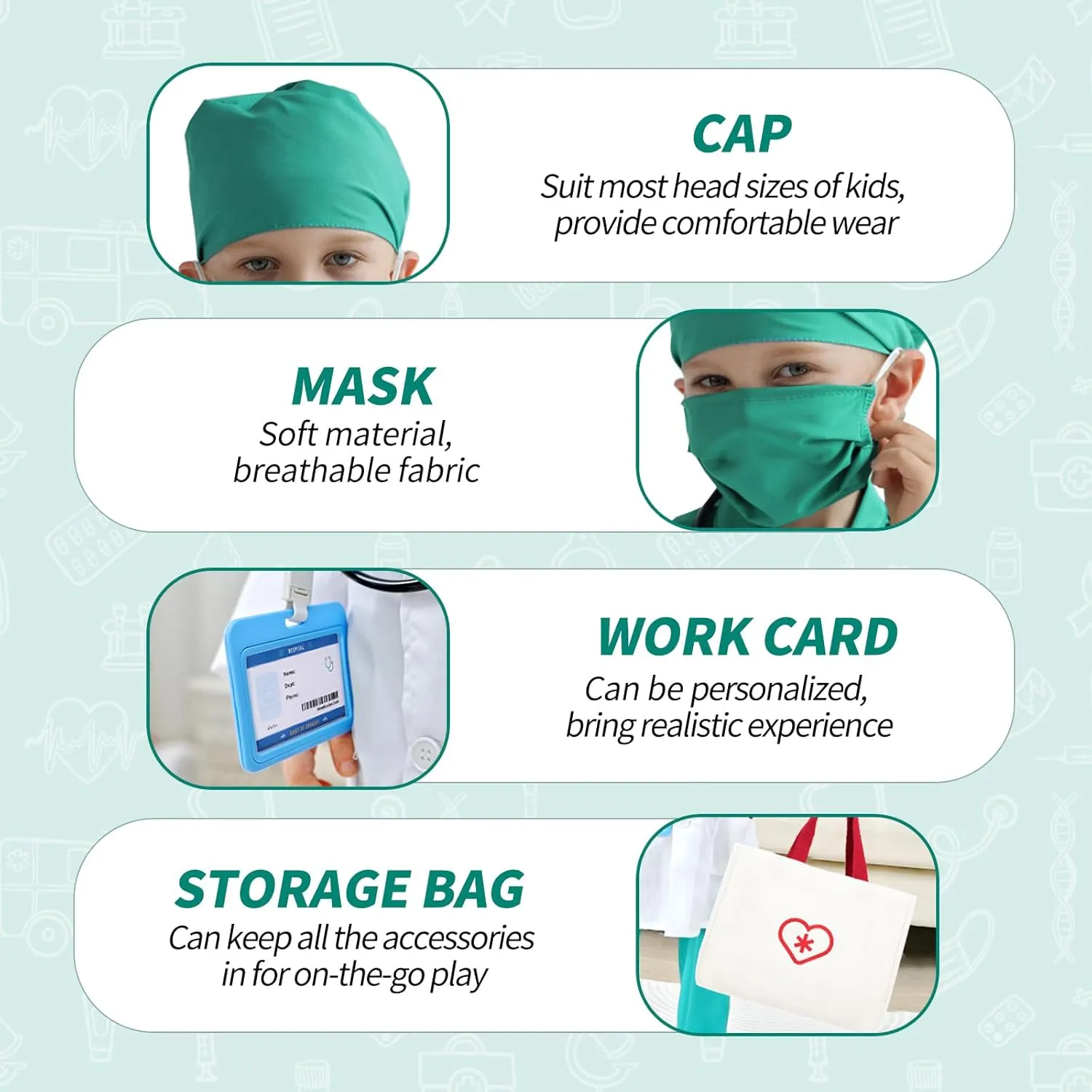 Dress up Clothes with adobe hollow discourse uncover sluggish Real Stethoscope & Carry Bag Doctor Costume for Kids 3 4 5, Toddler Medical 