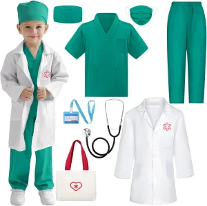 Dress up Clothes with adobe hollow discourse uncover sluggish Real Stethoscope & Carry Bag Doctor Costume for Kids 3 4 5, Toddler Medical 