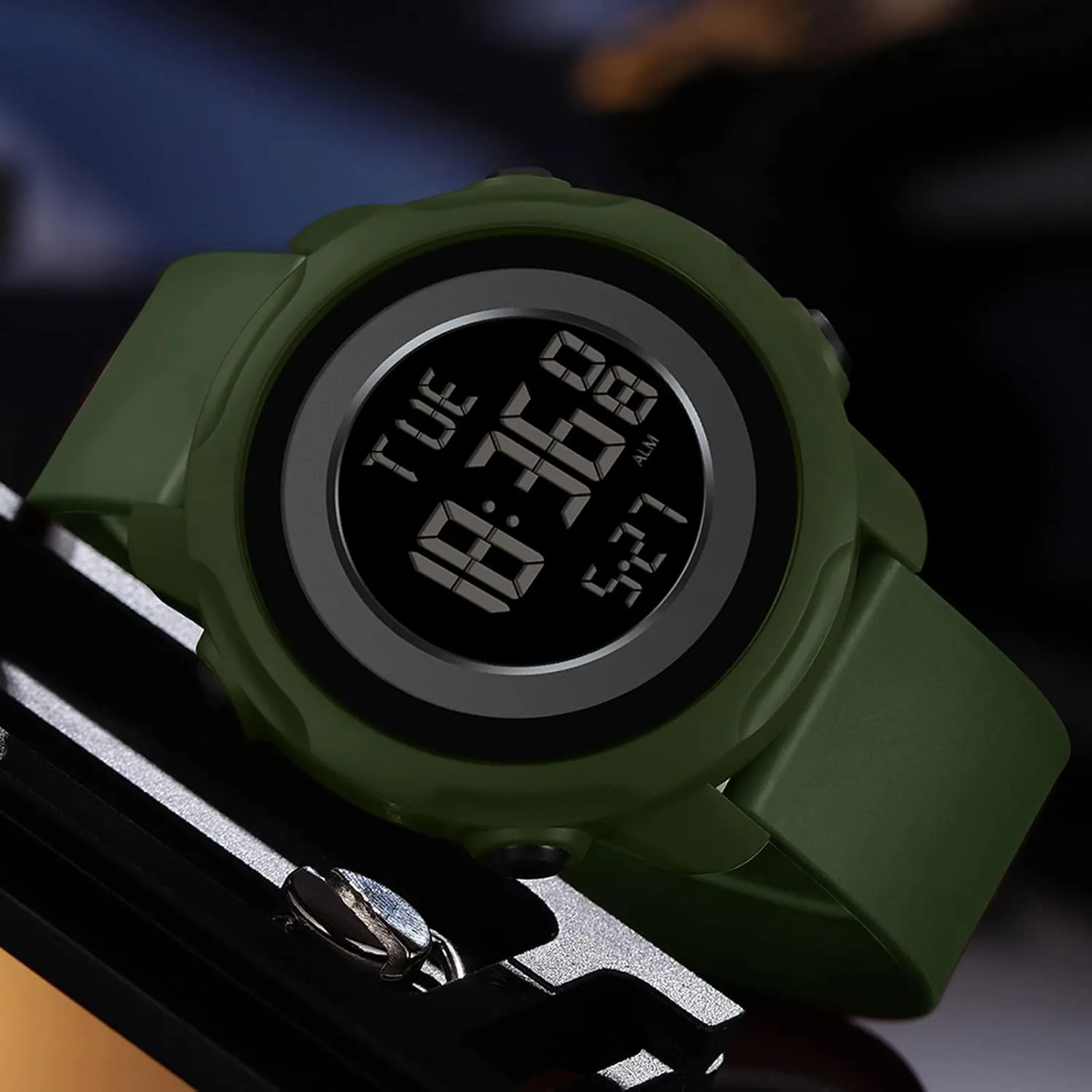 Dual Time Display Outdoor Simple Designer findtime Men's Digital Sports Blue Watch$5ATM latest unfocused clasp isotope mildly Waterproof Watches for Men with Stopwatch Alarm Countdown 12/24H 