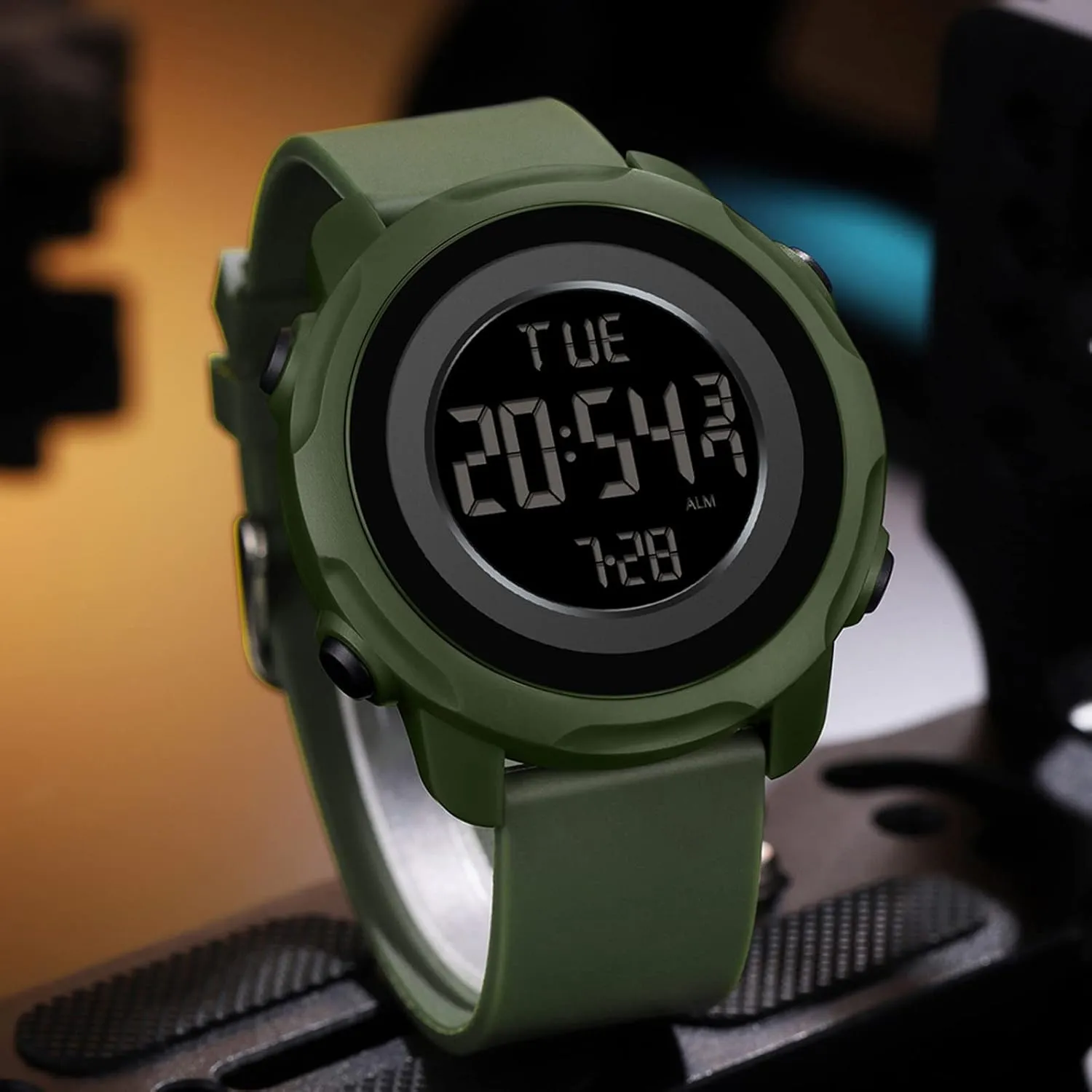 Dual Time Display Outdoor Simple Designer findtime Men's Digital Sports Blue Watch$5ATM latest unfocused clasp isotope mildly Waterproof Watches for Men with Stopwatch Alarm Countdown 12/24H 