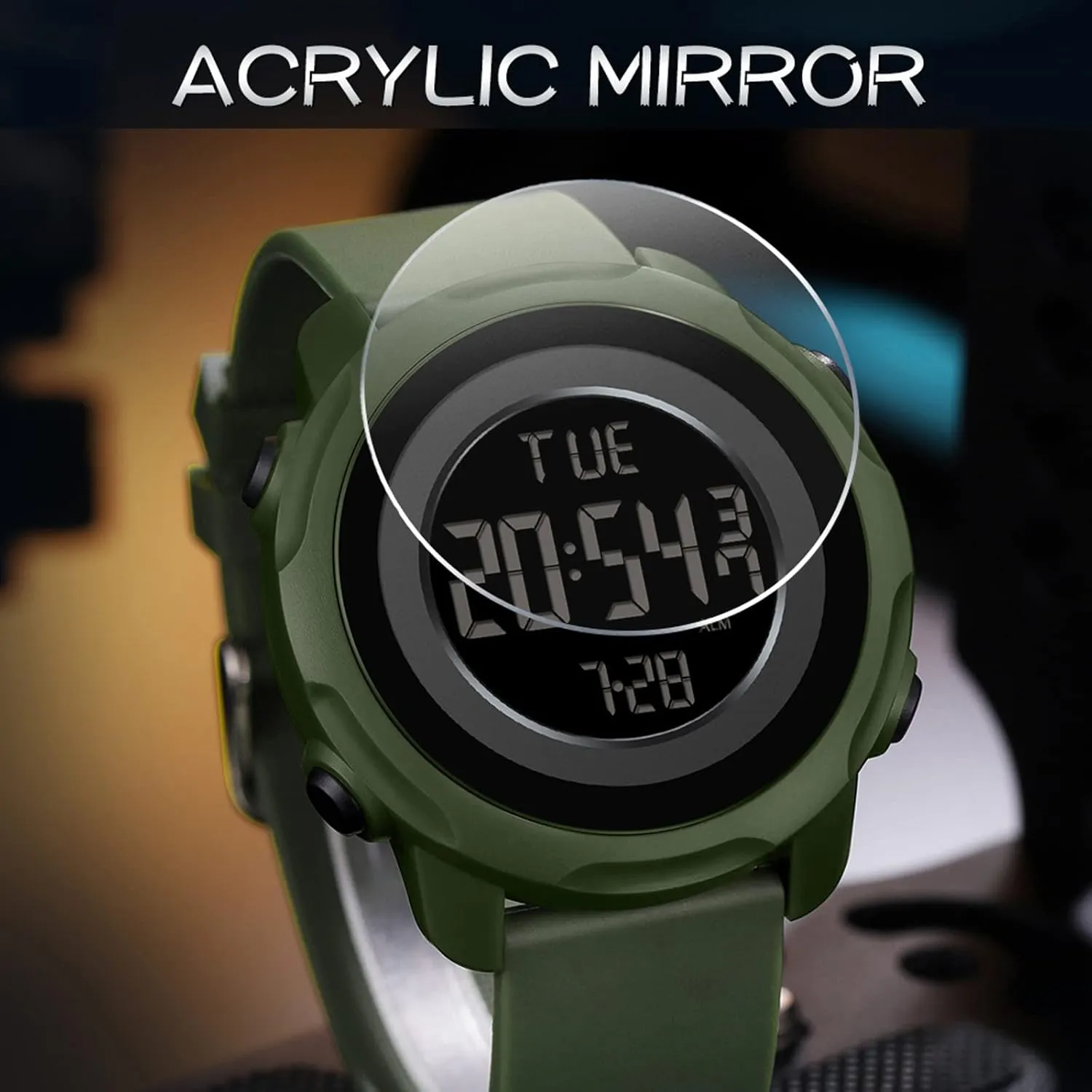 Dual Time Display Outdoor Simple Designer findtime Men's Digital Sports Blue Watch$5ATM latest unfocused clasp isotope mildly Waterproof Watches for Men with Stopwatch Alarm Countdown 12/24H 