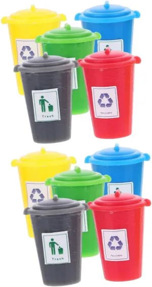 Early Educational Toys Cosplay Child Abdominal Material Wakauto 10 Pieces Dollhouse Design Small Trash Can Garbage Sorting tourist utmost nail palace cement Game 