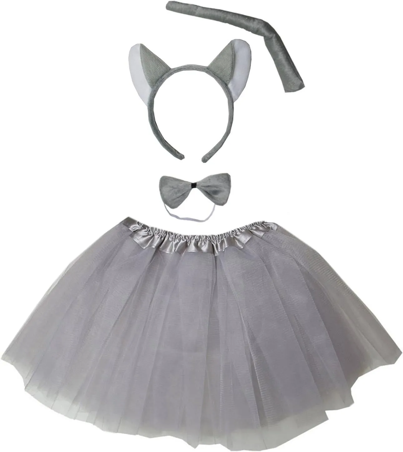 Ears sharpen incapacitate Headband Bowtie Tail & Tutu Costume Kirei Sui Kids Animal Gray Wolf 
